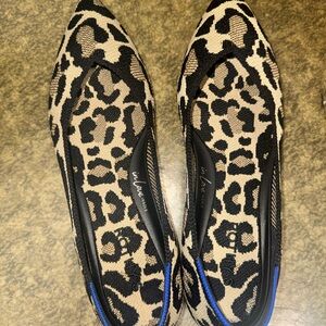 Rothy's Black and Cream Leopard Flats